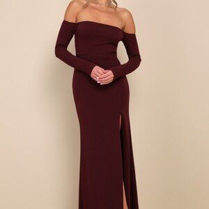 Lulus Alluring Sophistication Dark Plum Off-the-shoulder Maxi Dress Purple